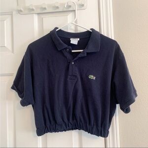 Lacoste Reworked Navy Polo Crop Top Size 6